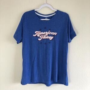 American Honey Size 2X Short Sleeve Shirt Red White Blue Casual Soft Summer Top